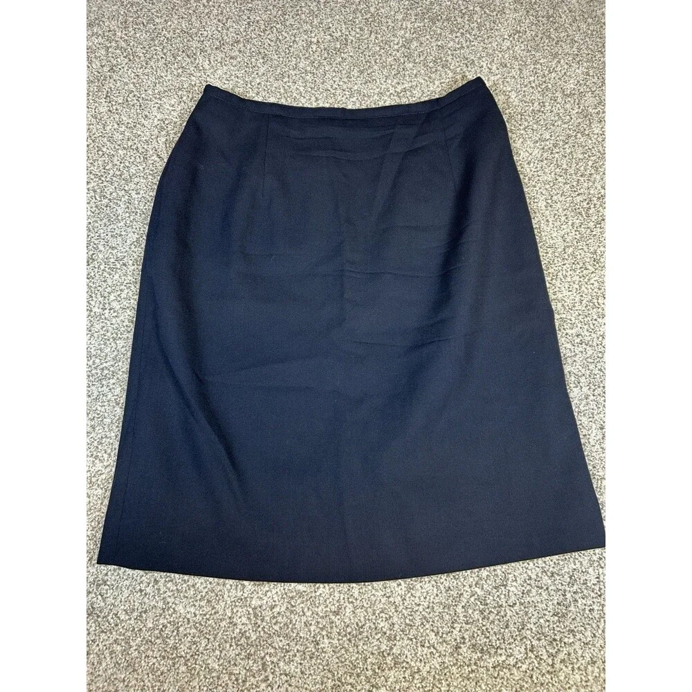 Vintage 90s  Ralph Lauren Women's Skirt Navy 100% Wool Made in‎ USA Size 10